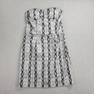 Carmin Womens Corset Dress Size M Gray Ivory Snakeskin Strapless Sweetheart Neck